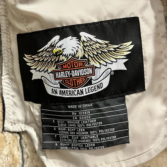 Vintage Harley Davidson Sherpa Lined belted Embroidered Genuine Leather Jacket S - Picture 11 of 14